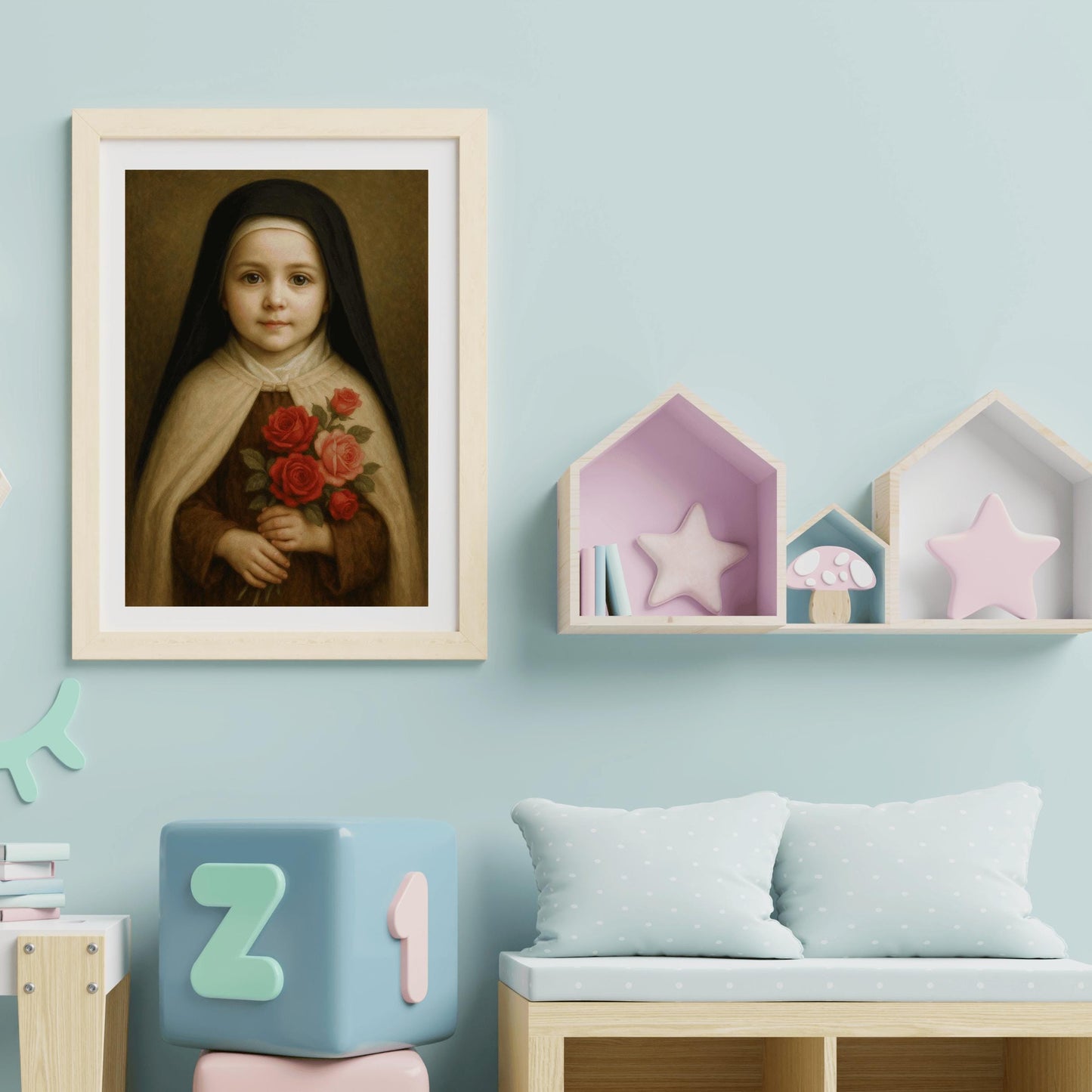 Saint Therese Art Print: Baby Saint Therese Catholic Nursery Decor, Baptism, Baby Shower Faith Gift ⬇️ Digital Download