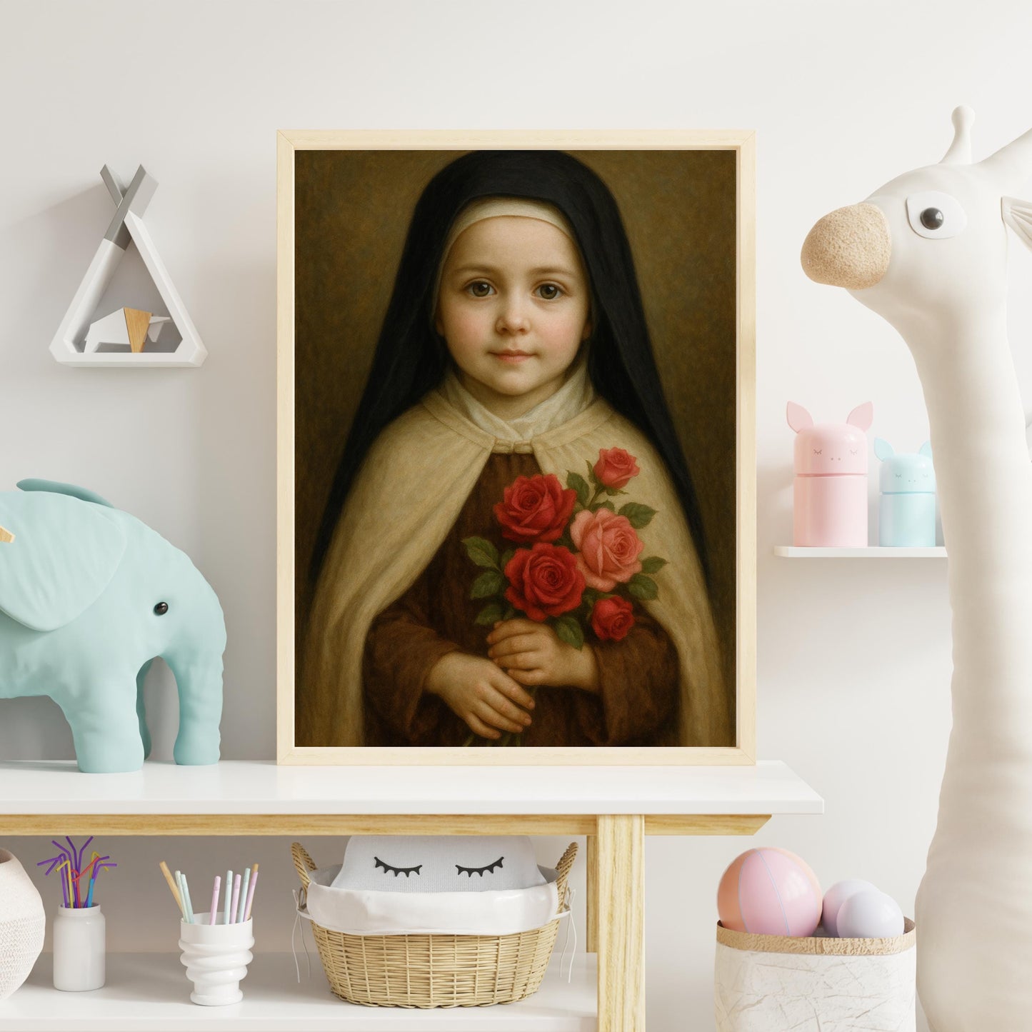 Saint Therese Art Print: Baby Saint Therese Catholic Nursery Decor, Baptism, Baby Shower Faith Gift ⬇️ Digital Download