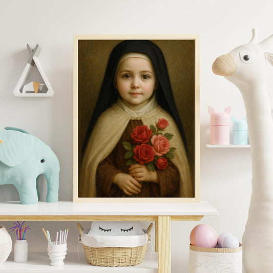 Saint Therese Art Print: Baby Saint Therese Catholic Nursery Decor, Baptism, Baby Shower Faith Gift ⬇️ Digital Download