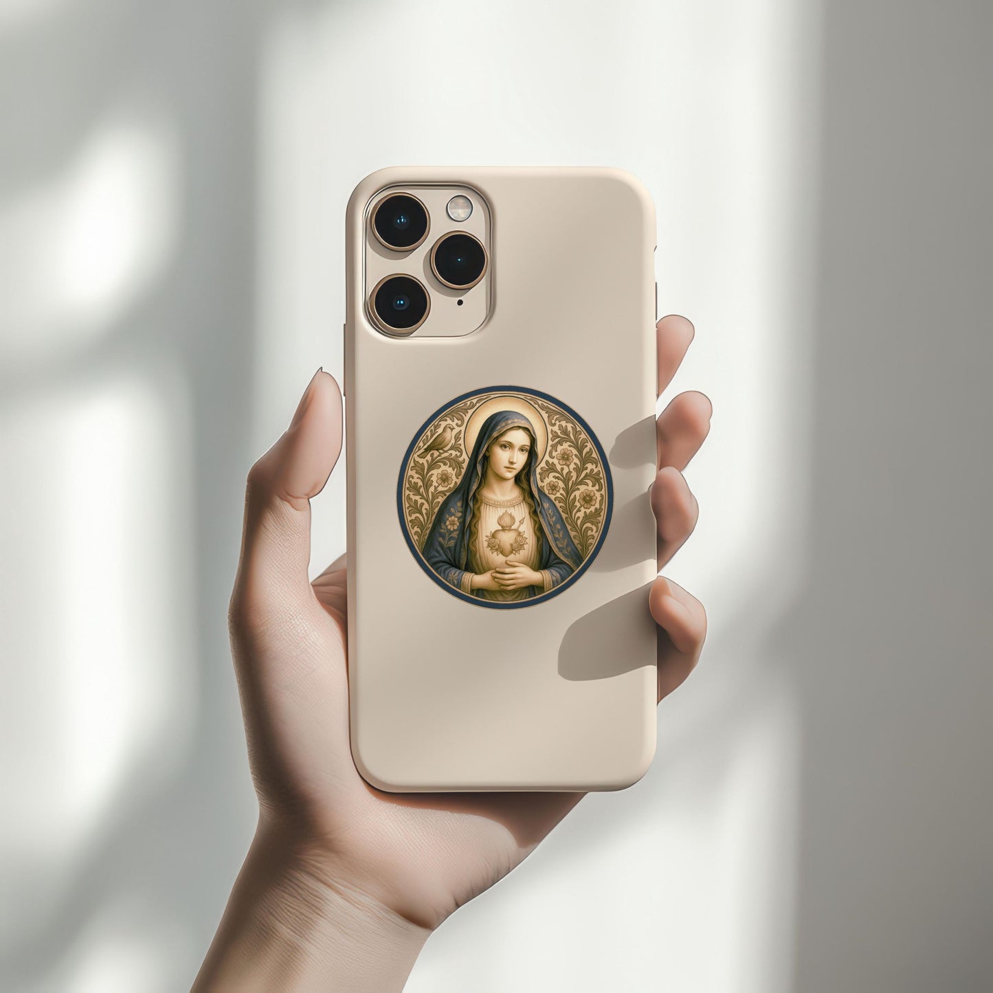 Virgin Mary Sticker | Religious Marian Devotional Sticker for Prayer, Journals, Laptops | Catholic Sacred Heart Holy Mother Decal Gift