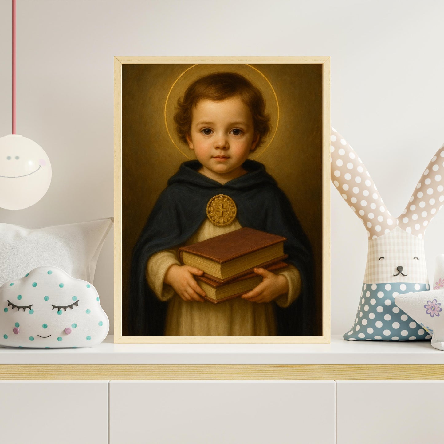 Thomas Aquinas Art Print: Baby Saint Thomas Aquinas Catholic Nursery Decor, Baptism, Baby Shower Faith Gift ⬇️ Digital Download