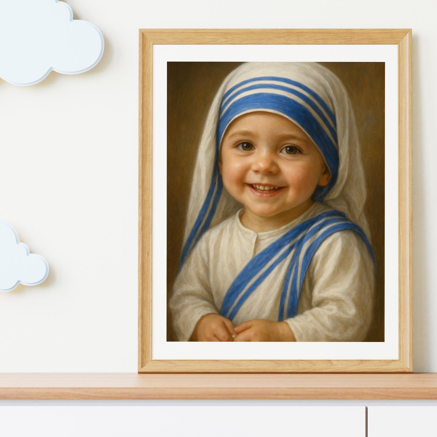 Saint Teresa Art Print: Baby Saint Teresa of Calcutta Catholic Nursery Art, Baptism, Baby Shower Gift ⬇️ Digital Download