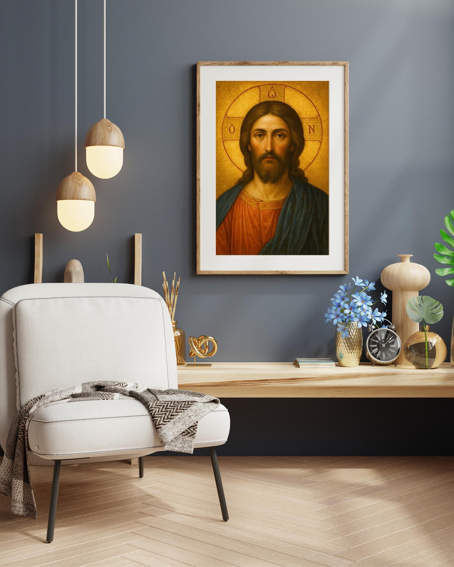 Orthodox Jesus Icon: Gold Oil Painting Style, Christian Wall Art ⬇️ Digital Download