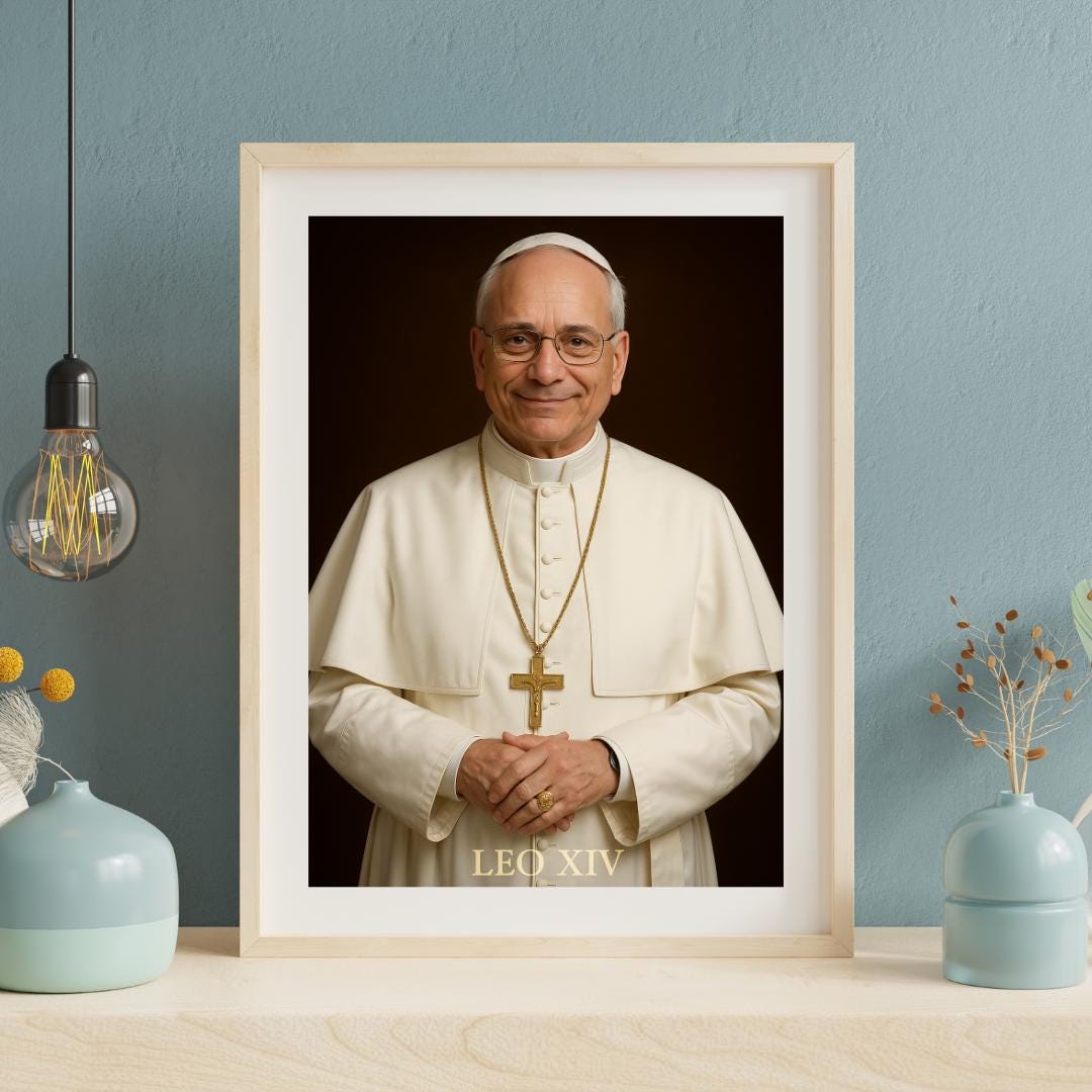 Pope Leo Digital Portrait: Catholic Christian Wall Art Print, Home Decor Faith Gift, Spiritual Portrait ⬇️ Digital Download