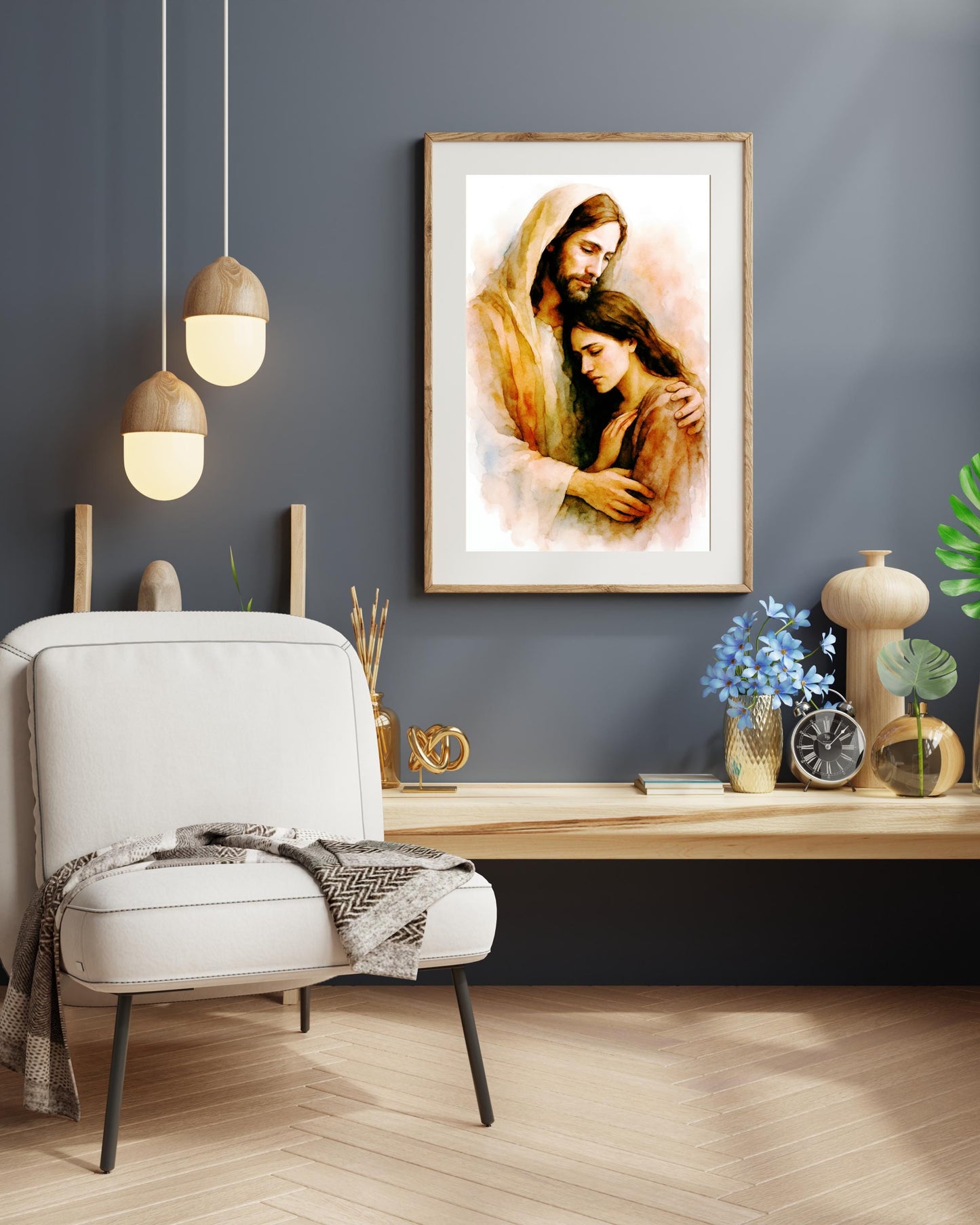 Jesus Comfort Art Print: Inspirational Modern Catholic Art Home Decor Watercolour Style Poster ⬇️ Digital Download