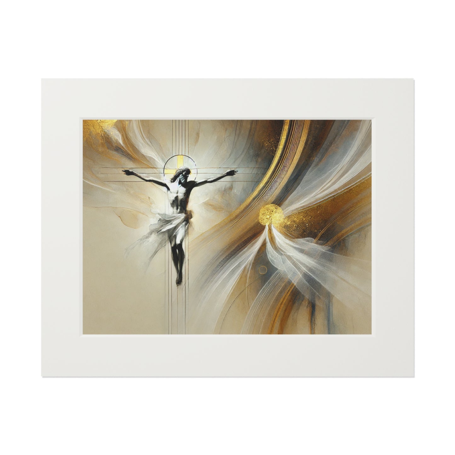Jesus Crucified: Elegant Fine Art Prints with Passepartout Frame, Spiritual Wall Decor, Artistic Gift, Modern Home Art