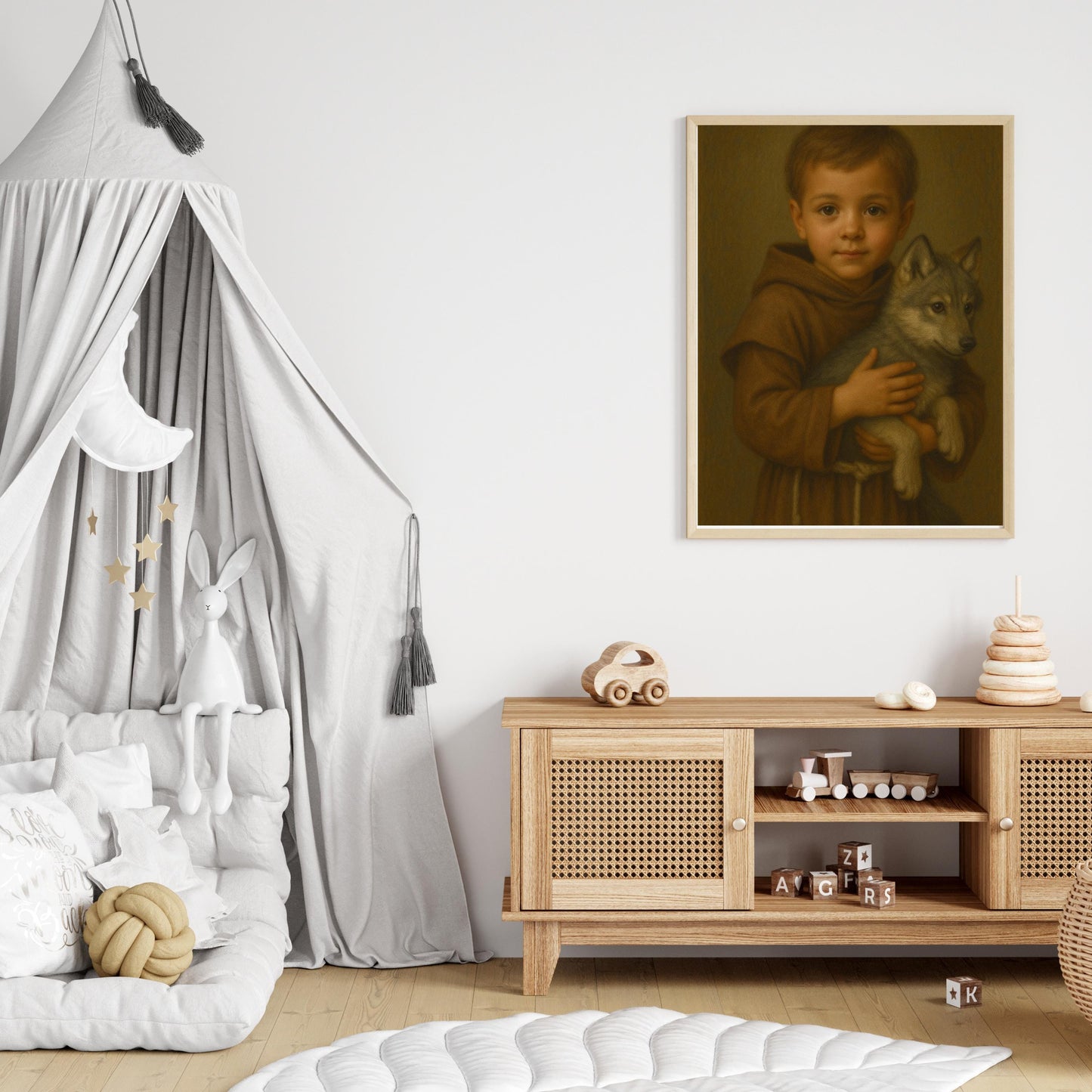 Saint Francis Art Print: Baby Saint Francis Catholic Nursery Decor, Animal Lover Gift, Baptism, Baby Shower Gift ⬇️ Digital Download
