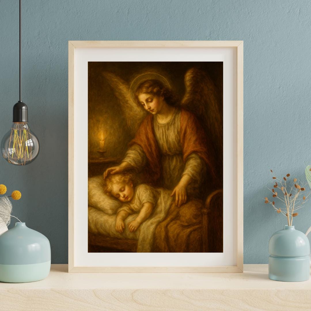 Guardian Angel Art Print: Catholic Child Protection (Digital Download)