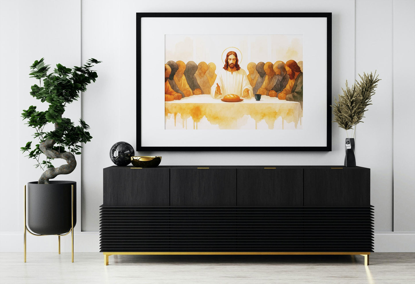 Last Supper Downloadable Print: Religious Christian Watercolour style Catholic Wall Art, Easter Home Decor Gift  (Digital Download)