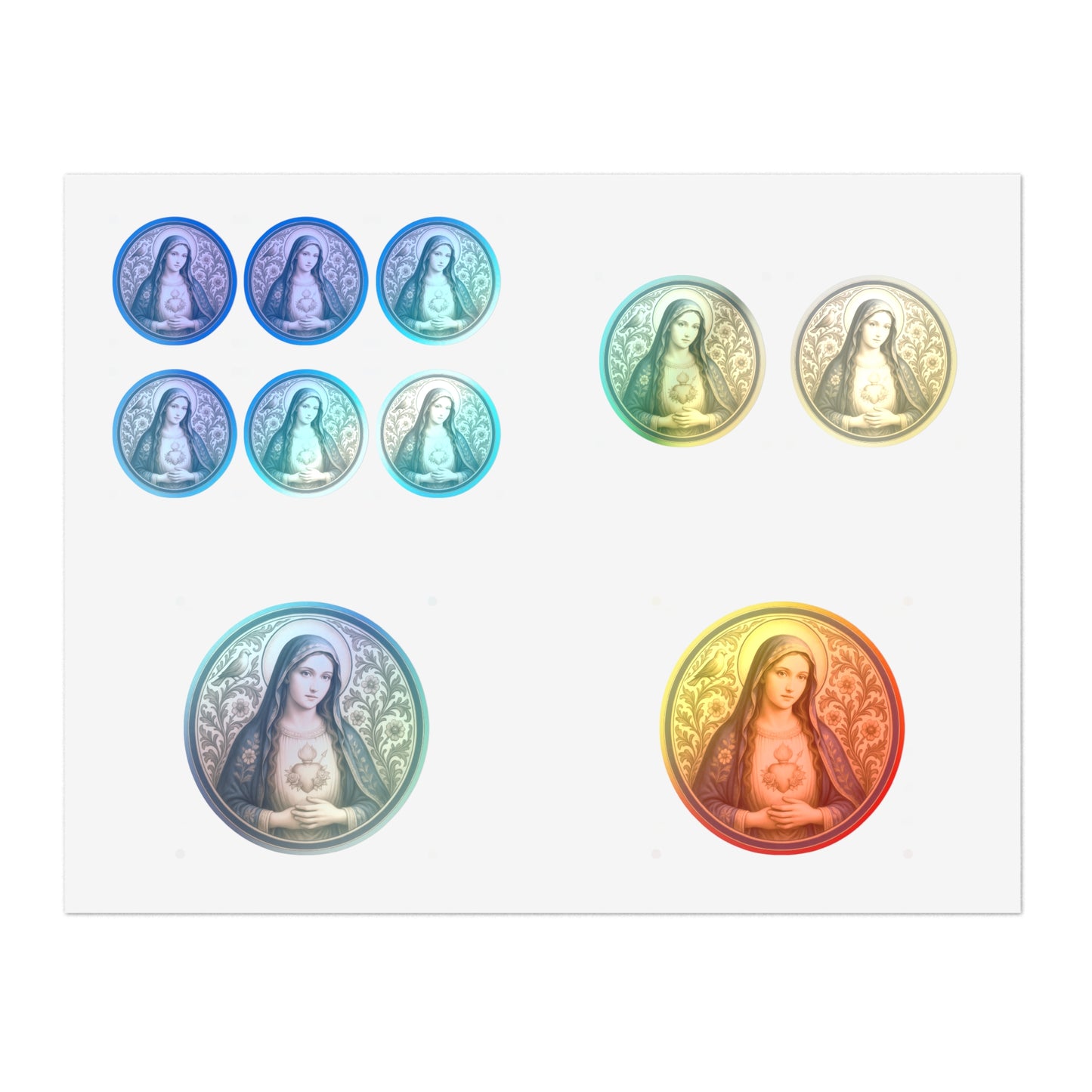 Blessed Virgin Mary Sticker Sheet — 10 Catholic Medal Stickers