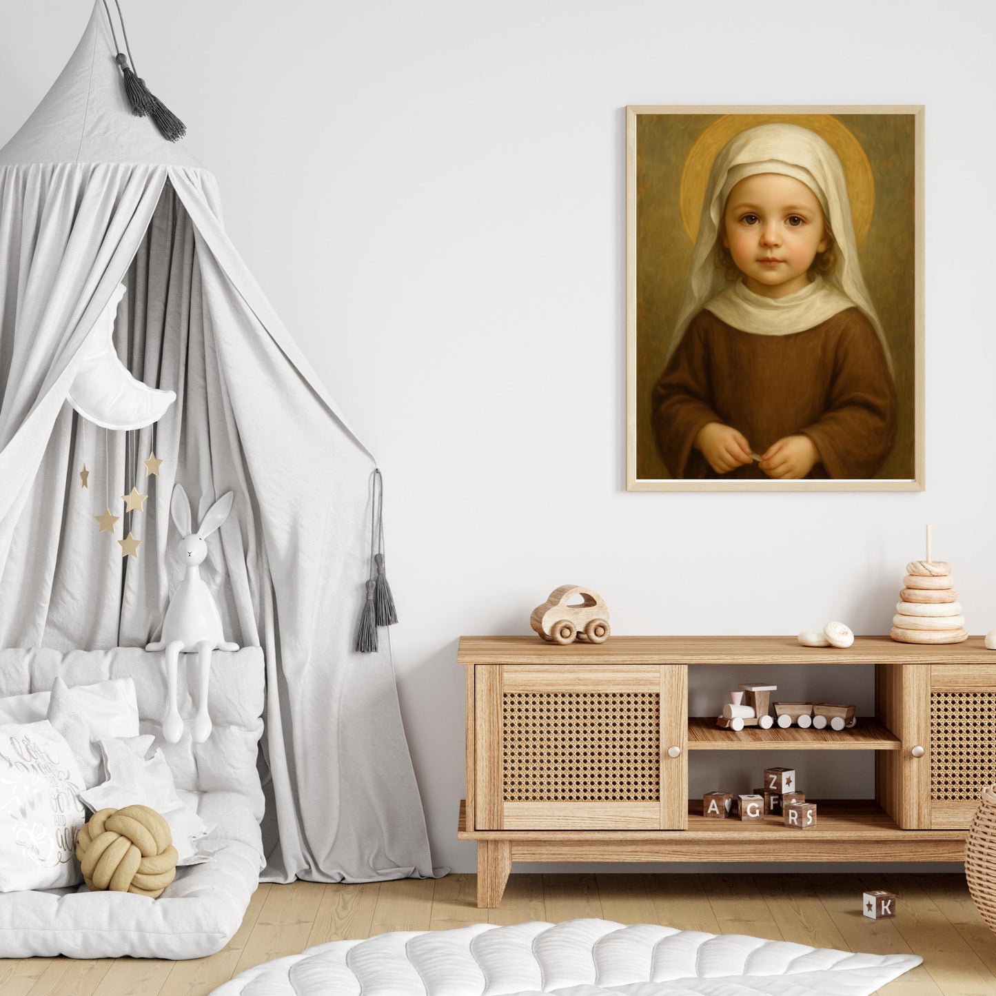 Saint Bernadette Art Print: Baby Saint Bernadette Catholic Nursery Home Decor, Baptism, Baby Shower Gift ⬇️ Digital Download