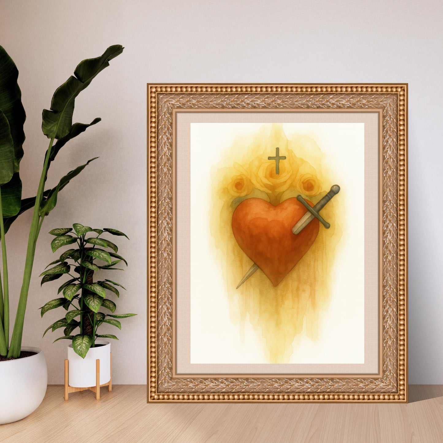 Immaculate Heart of Mary Watercolor Print: Catholic Christian Wall Art ⬇️ Digital Download