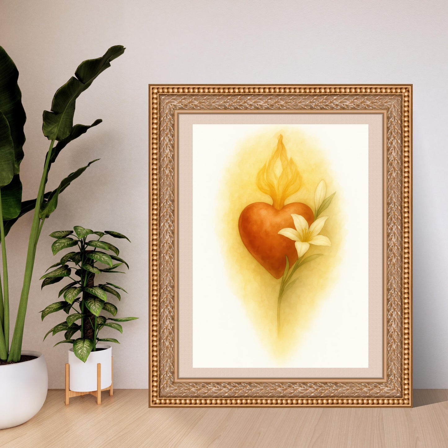 Immaculate Hearts Watercolor Art Print Set: Jesus, Mary, Joseph, Christian Wall Art ⬇️ Digital Download
