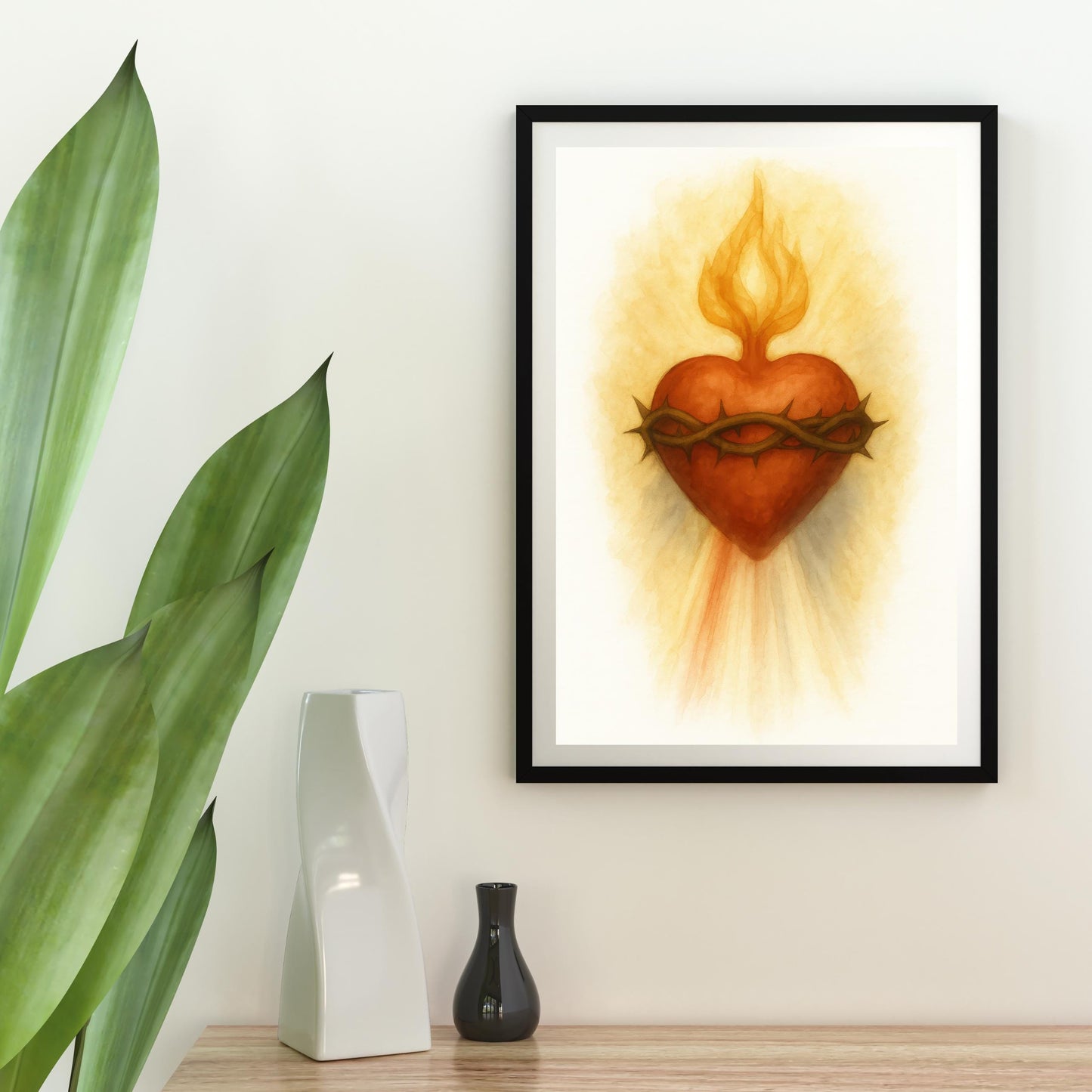 Sacred Heart of Jesus Watercolor Print: Catholic Christian Wall Art Home Decor ⬇️ Digital Download