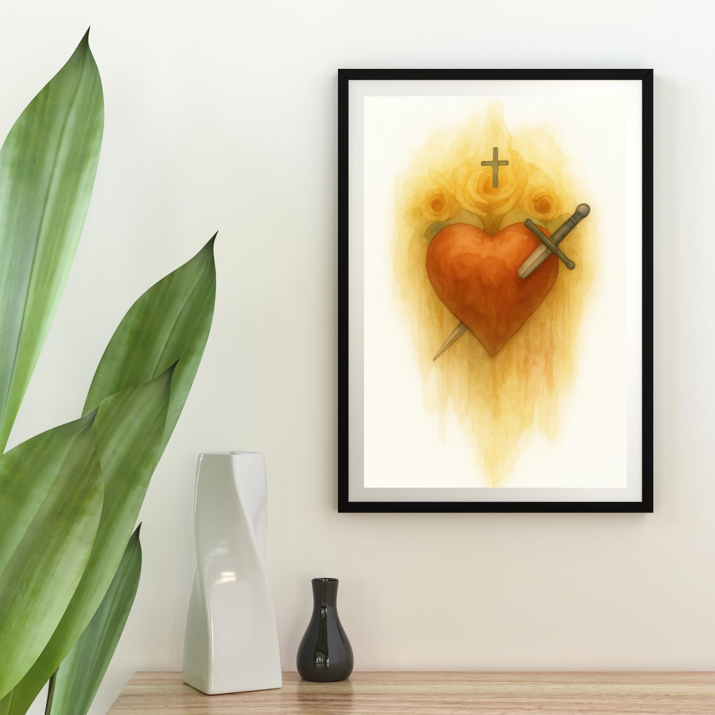 Immaculate Hearts Watercolor Art Print Set: Jesus, Mary, Joseph, Christian Wall Art ⬇️ Digital Download
