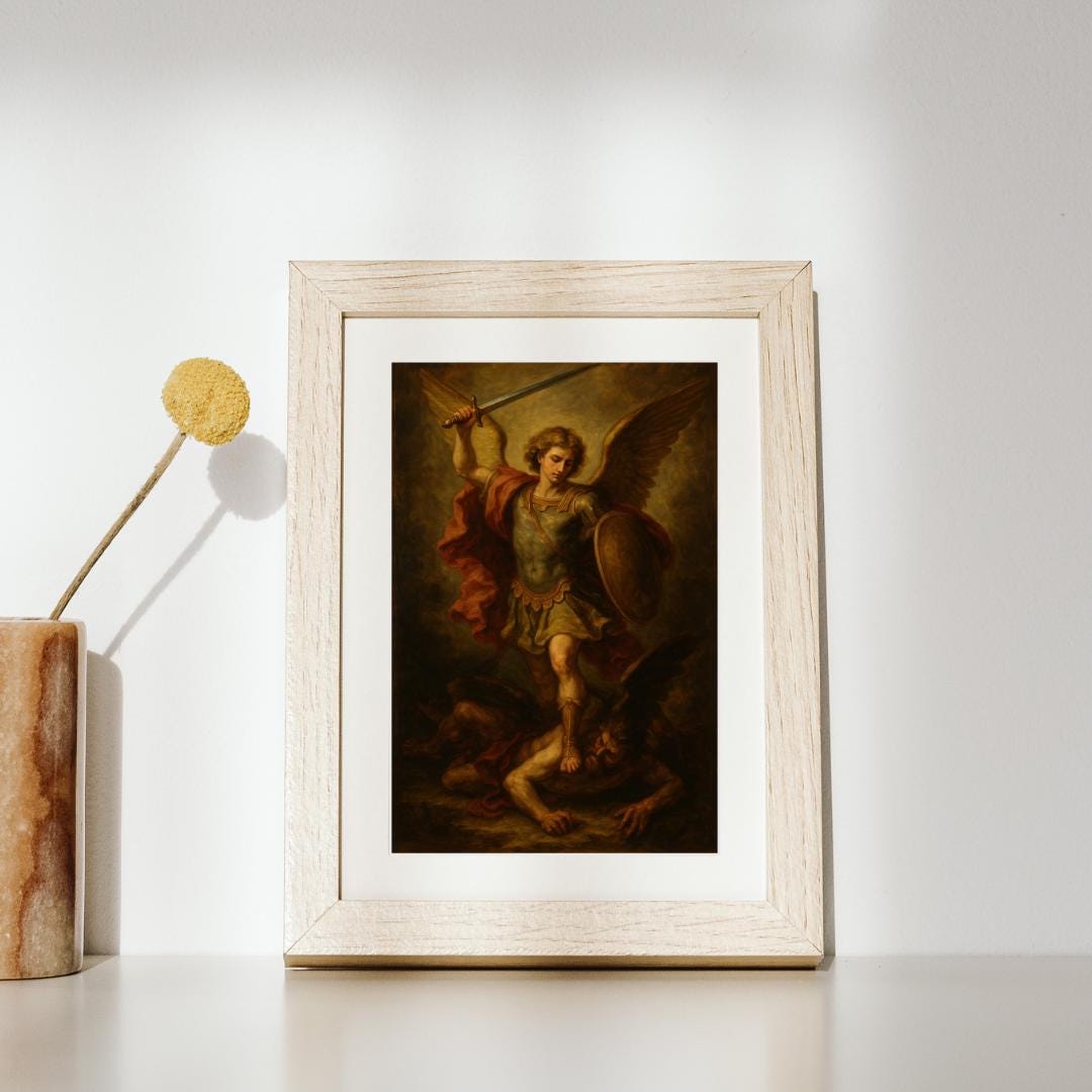Archangel Michael Print: Angel Warrior Artwork ⬇️ Digital Download