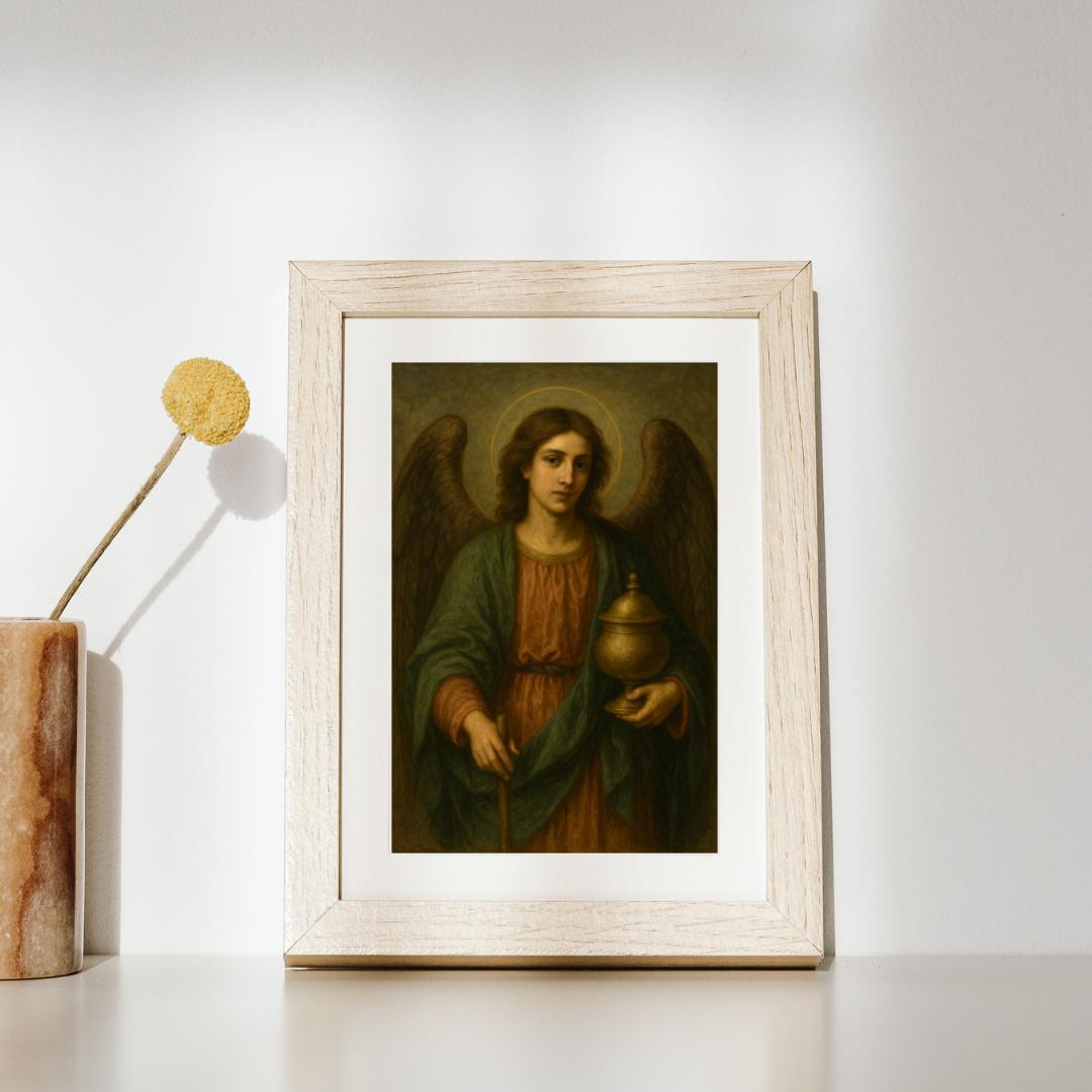 Archangel Raphael Print: Healing Angel Art, Religious Home Decor, Christian Wall Art ⬇️ Digital Download