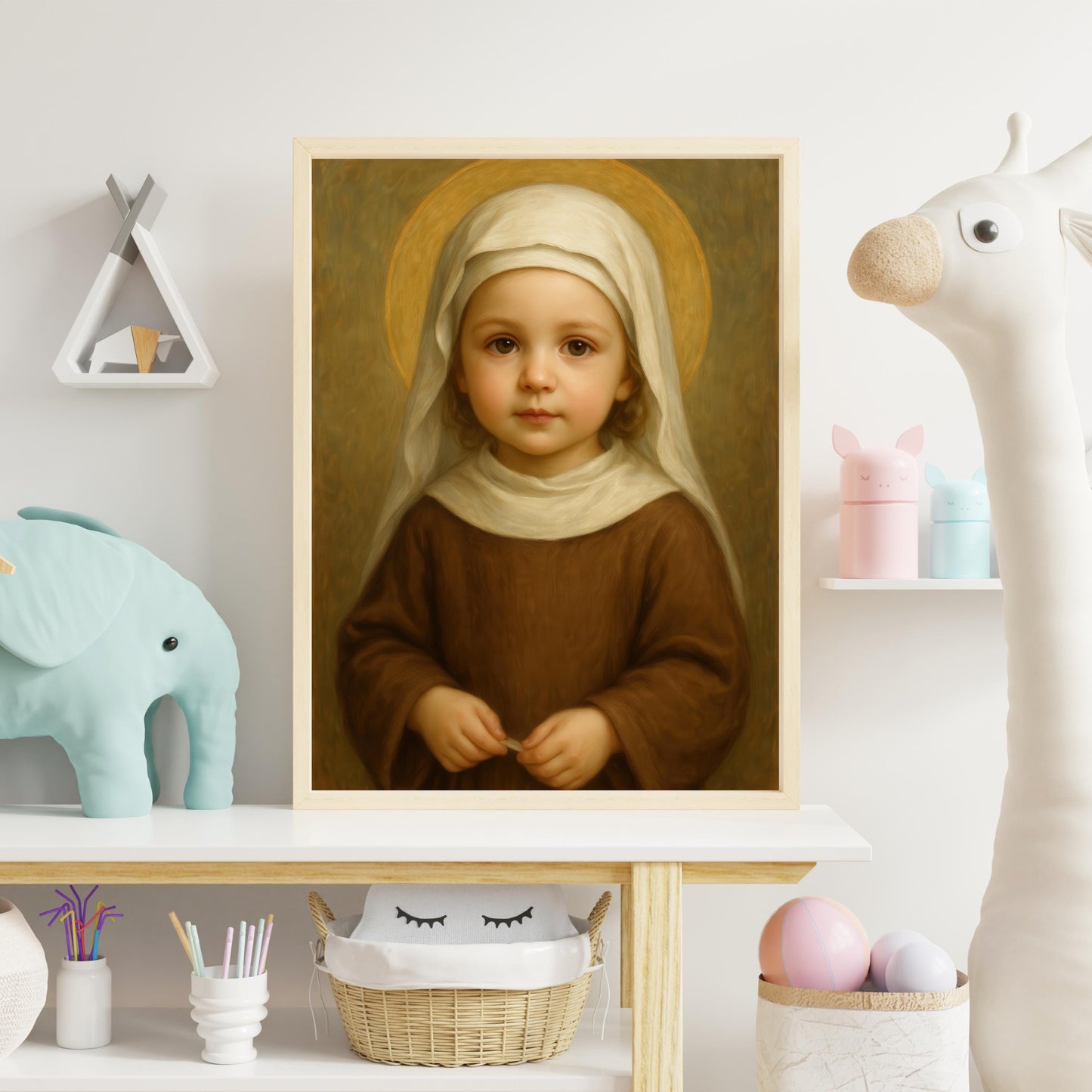 Saint Bernadette Art Print: Baby Saint Bernadette Catholic Nursery Home Decor, Baptism, Baby Shower Gift ⬇️ Digital Download
