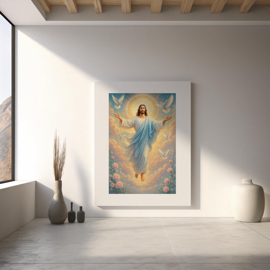 Jesus Christ Risen Poster: Divine Mercy Art ⬇️ Digital Download