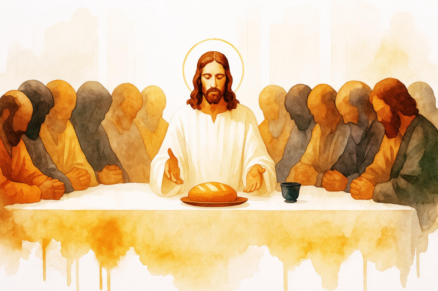 Last Supper Downloadable Print: Religious Christian Watercolour style Catholic Wall Art, Easter Home Decor Gift  (Digital Download)