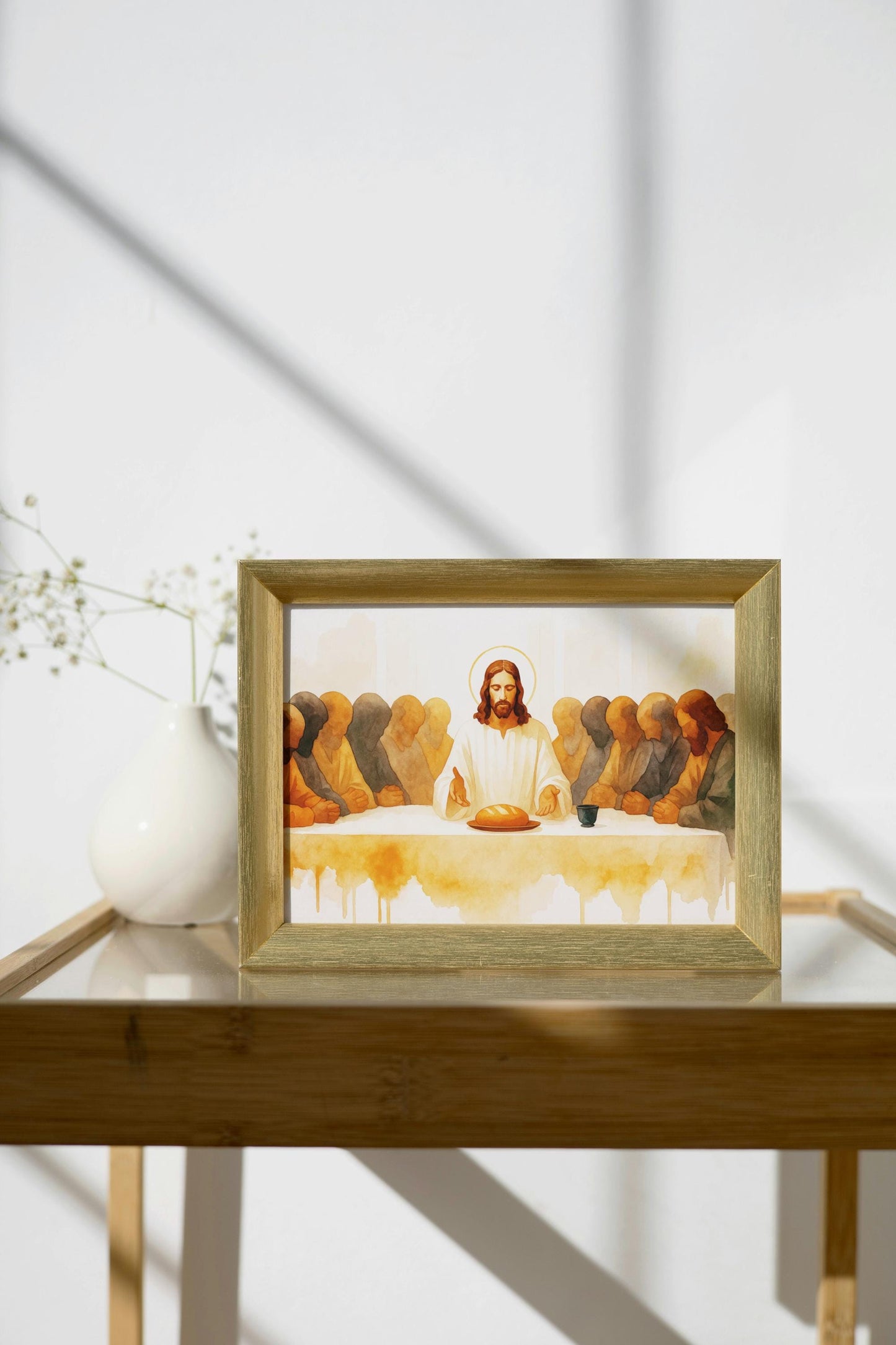 Last Supper Downloadable Print: Religious Christian Watercolour style Catholic Wall Art, Easter Home Decor Gift  (Digital Download)