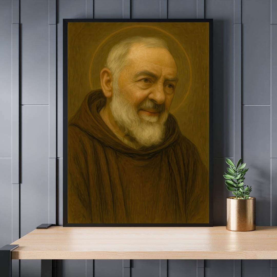 Saint Padre Pio Portrait: Catholic Home Decor, Christian Wall Art ⬇️ Digital Download