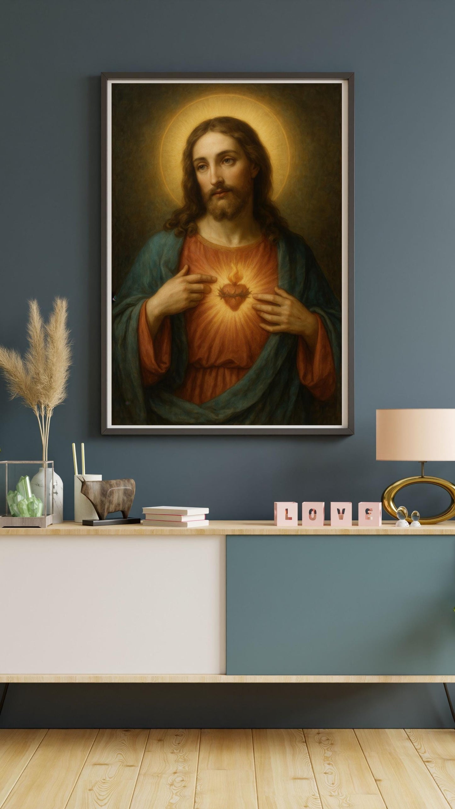 Sacred Heart of Jesus Portrait: Catholic Christian Wall Art ⬇️ Digital Download