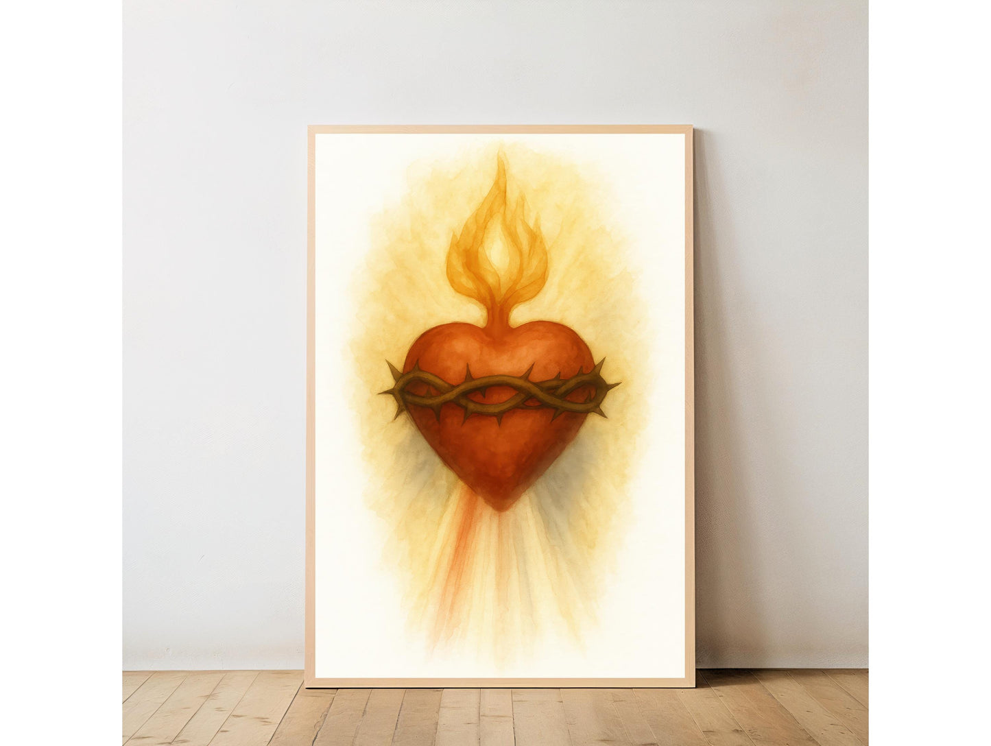 Sacred Heart of Jesus Watercolor Print: Catholic Christian Wall Art Home Decor ⬇️ Digital Download