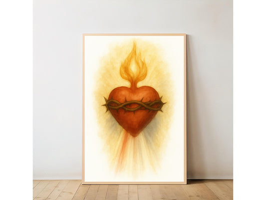 Sacred Heart of Jesus Watercolor Print: Catholic Christian Wall Art Home Decor ⬇️ Digital Download