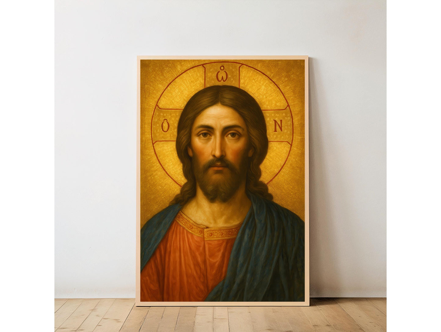 Orthodox Jesus Icon: Gold Oil Painting Style, Christian Wall Art ⬇️ Digital Download