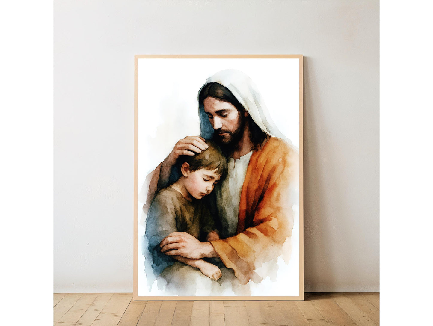 Jesus Protection Poster: Jesus Embracing Boy, Inspirational Modern Christian Wall Art Print, Faith Gift ⬇️ Digital Download