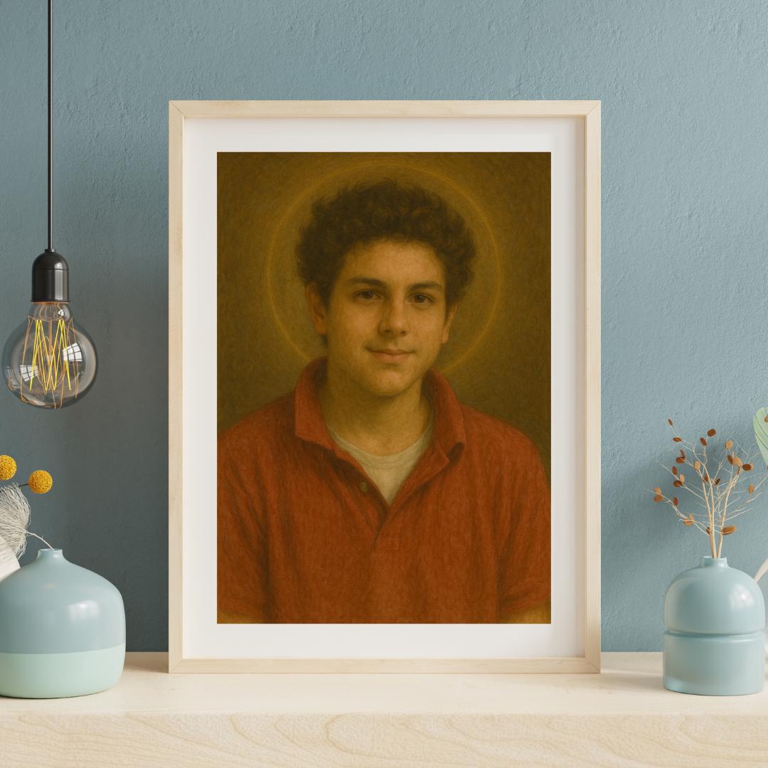 Saint Carlo Acutis Portrait: Modern Catholic Christian Art Print ⬇️ Digital Download
