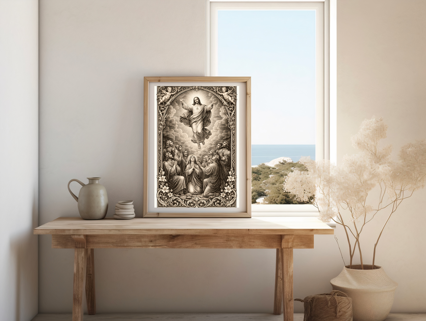 Ascension of Jesus Christ Wall Art Printable | Vintage Biblical Engraving | Catholic Christian Religious Art | Jesus Heaven Scene | ⬇️ Digital Download