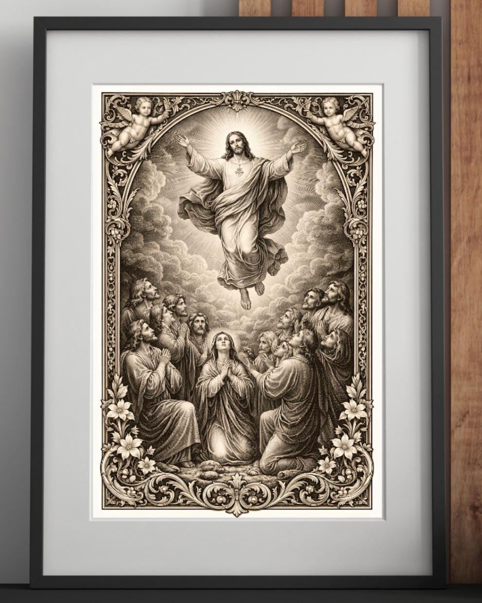 Ascension of Jesus Christ Wall Art Printable | Vintage Biblical Engraving | Catholic Christian Religious Art | Jesus Heaven Scene | ⬇️ Digital Download