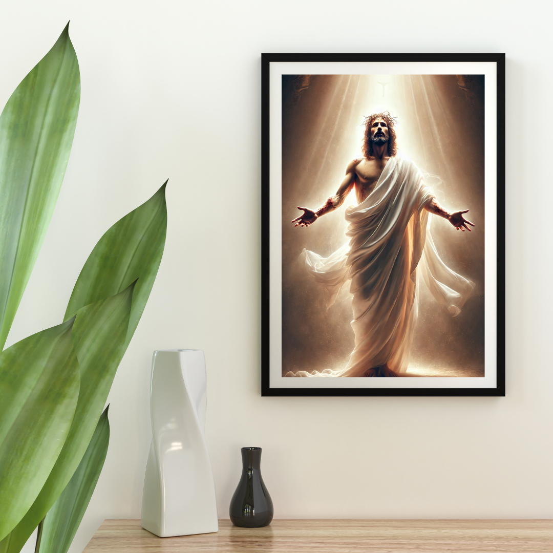 Risen Christ Digital Poster Print | Glorious Resurrection of Jesus Wall Art | Christian Easter Home Decor | Religious Spiritual Artwork