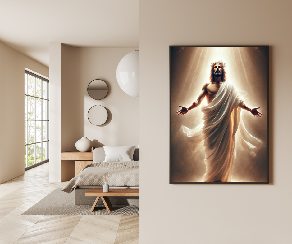 Risen Christ Digital Poster Print | Glorious Resurrection of Jesus Wall Art | Christian Easter Home Decor | Religious Spiritual Artwork