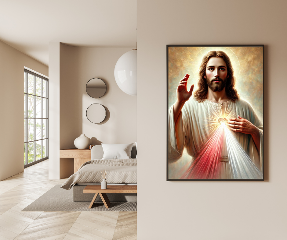 Sacred Heart Jesus Fine Art Poster, Inspirational Wall Décor, Religious Art Print, Christian Gift, Spiritual Home Decor