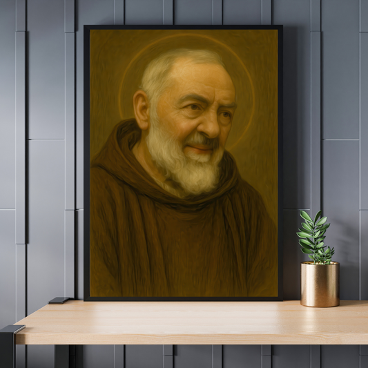 Saint Padre Pio Catholic Religious Wall Satin Poster Decor, Capuchin Friar Portrait Print, Home Decor, Modern Art, 300gsm