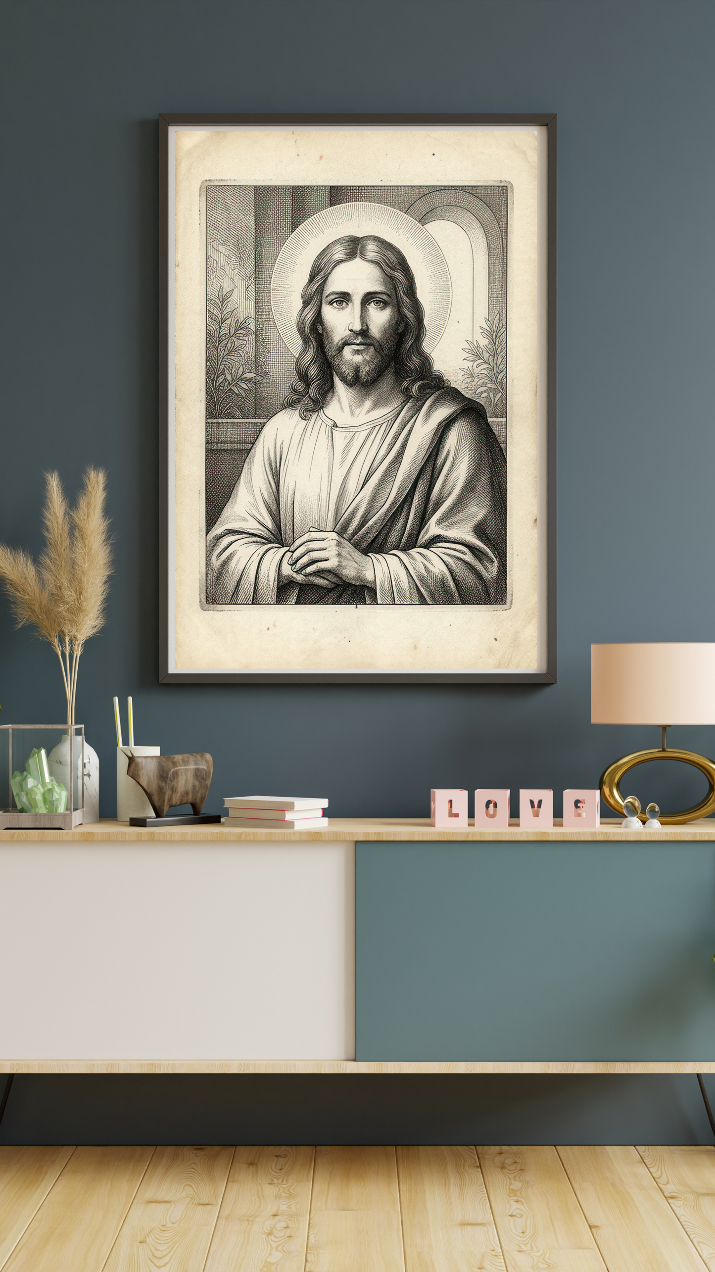 Vintage Jesus Engraving Printable | Antique Christian Wall Art ⬇️ Digital Download