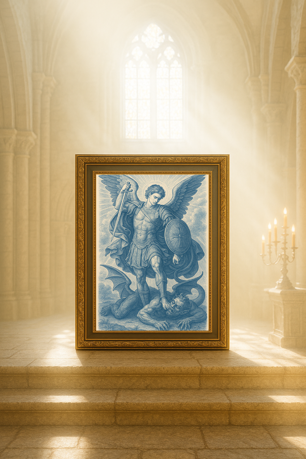 Archangel St Michael Satin Poster - Divine Protection Artwork, Home Decor, Spiritual Gift, Wall Art, Unique Gift Idea