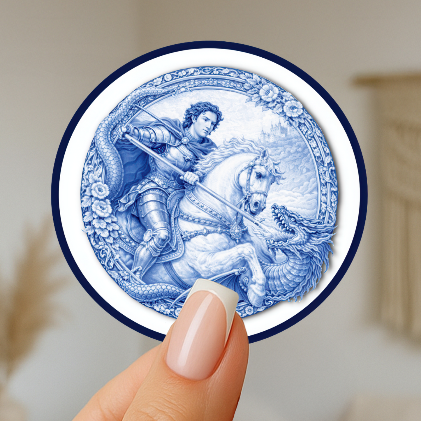 St. George and the Dragon Chinoiserie Kiss Cut Sticker