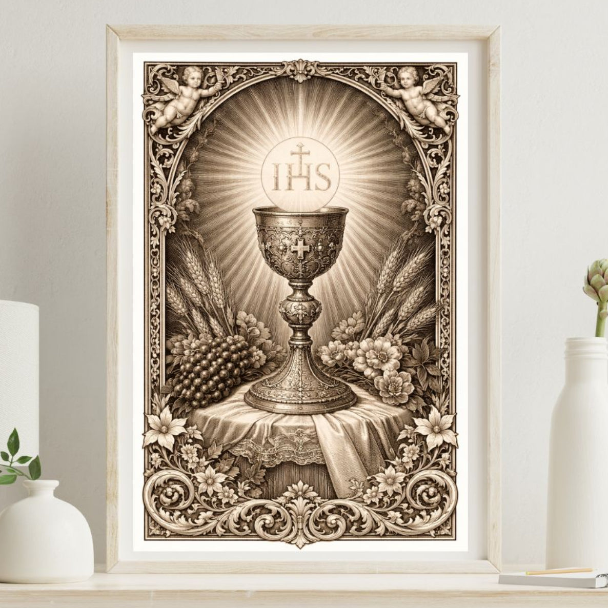 Eucharist Chalice IHS Printable Wall Art | ⬇️ Digital Download Print
