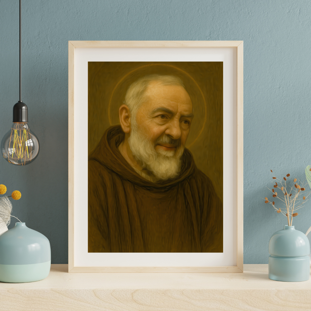 Saint Padre Pio Catholic Religious Wall Satin Poster Decor, Capuchin Friar Portrait Print, Home Decor, Modern Art, 300gsm