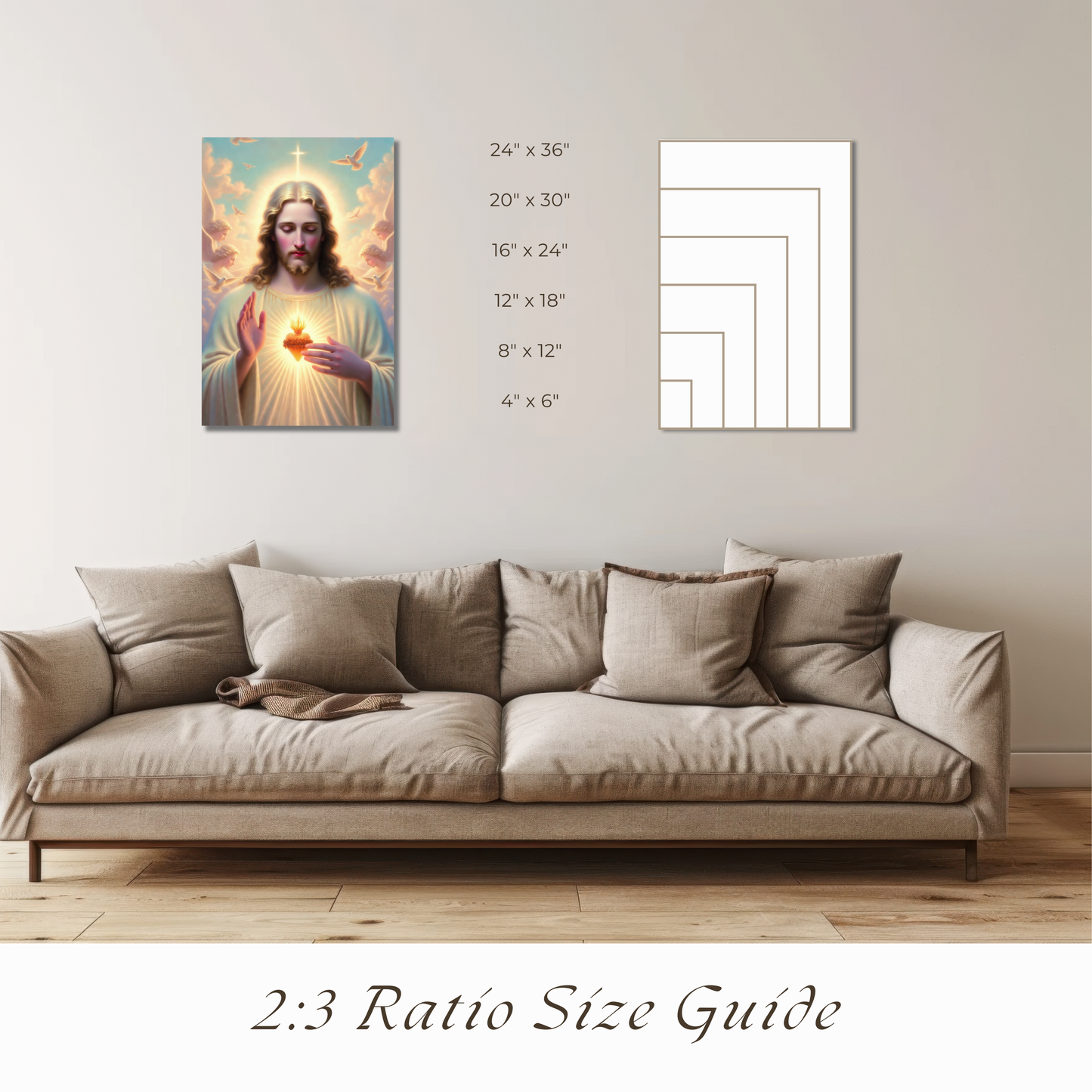 Jesus Sacred Heart Divine Mercy Poster Matte Vertical Print | Christian Catholic Wall Art