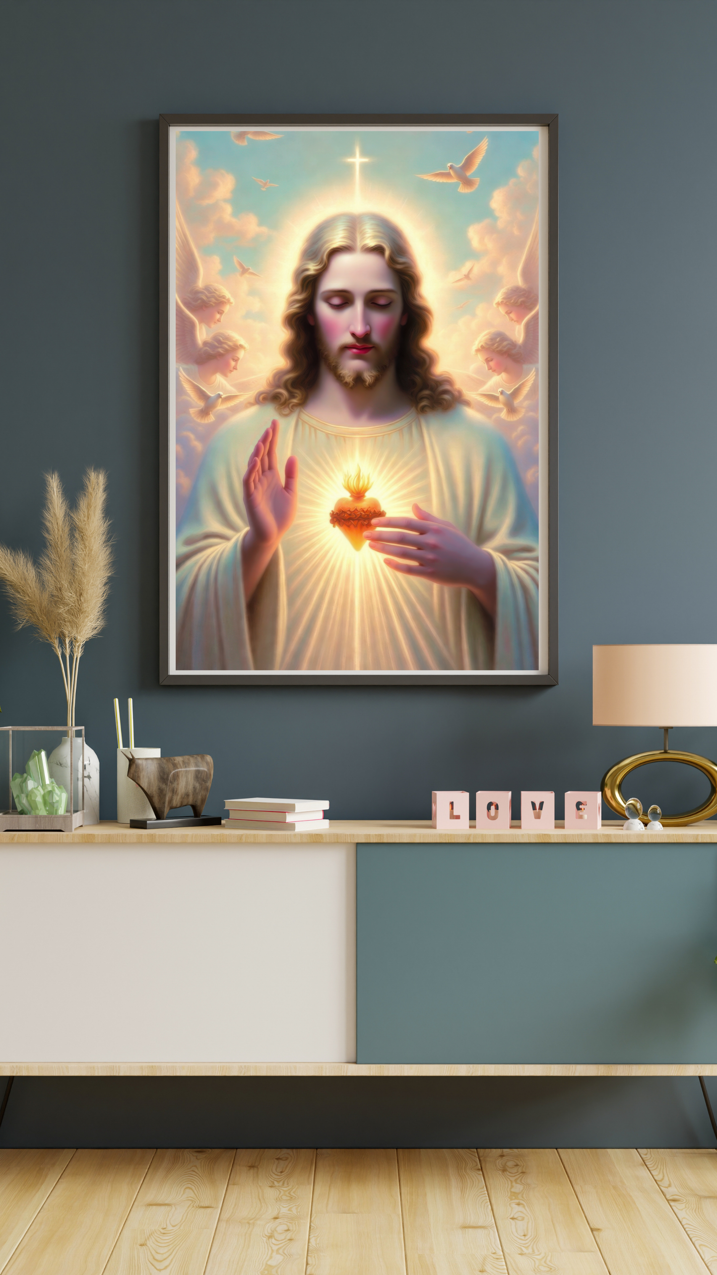 Jesus Sacred Heart Divine Mercy Poster Matte Vertical Print | Christian Catholic Wall Art