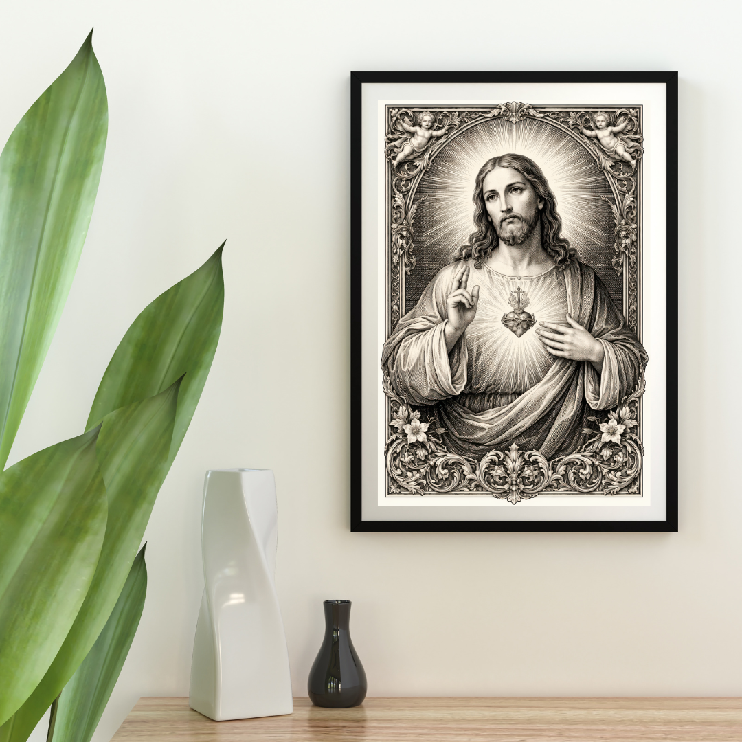 Vintage Jesus Christ Engraving Printable | Antique Christian Wall Art ⬇️ Digital Download