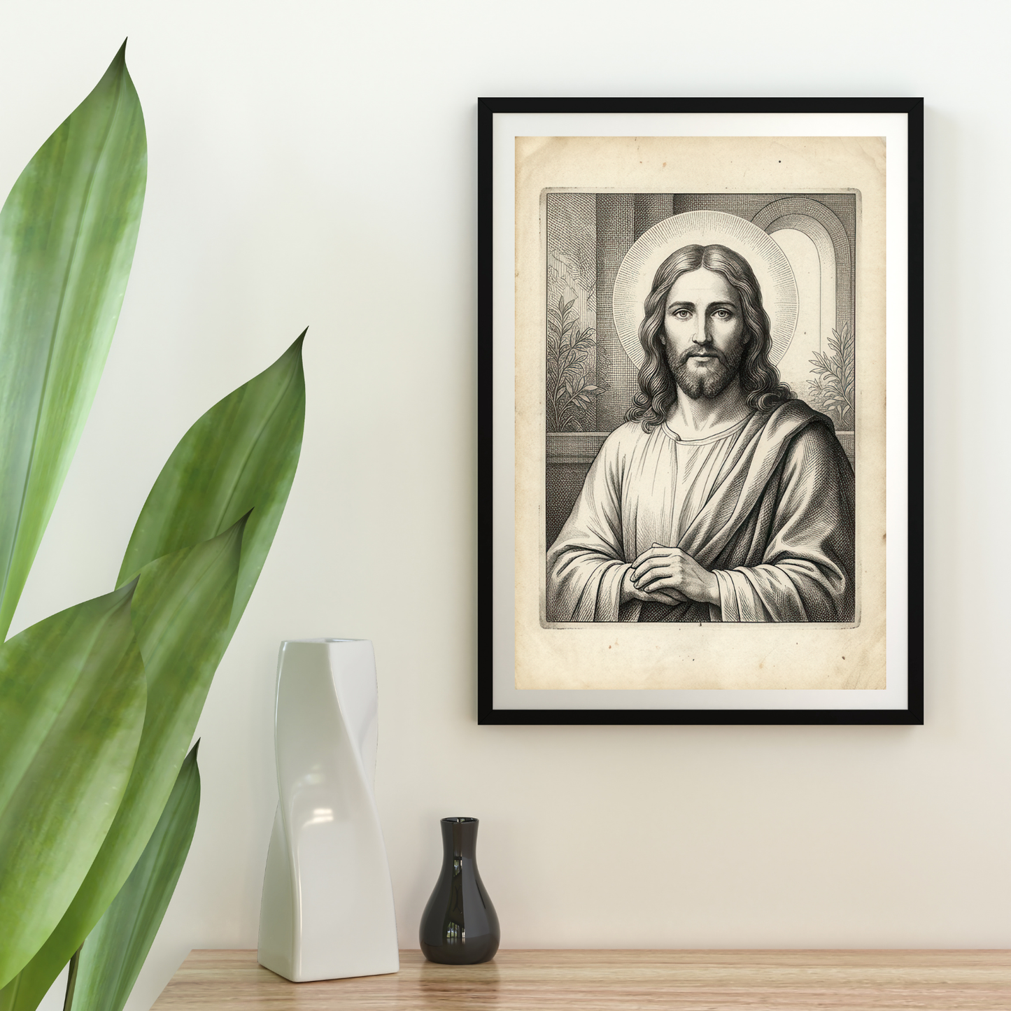 Vintage Jesus Engraving Printable | Antique Christian Wall Art ⬇️ Digital Download