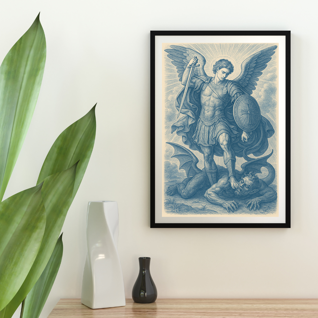 Archangel St Michael Satin Poster - Divine Protection Artwork, Home Decor, Spiritual Gift, Wall Art, Unique Gift Idea