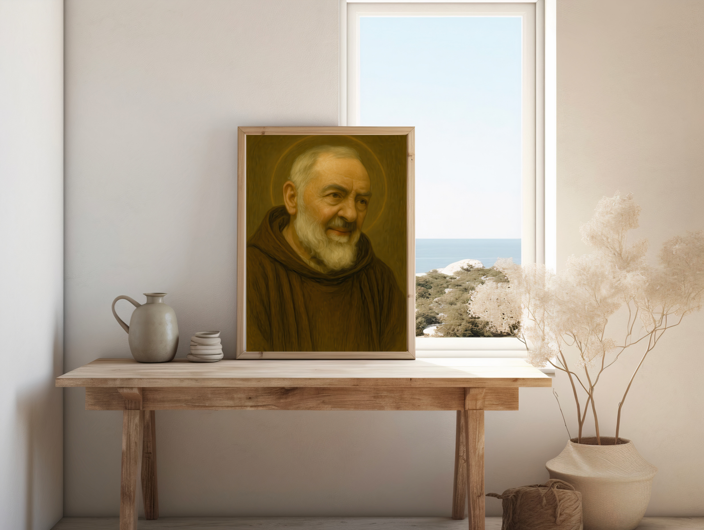 Saint Padre Pio Catholic Religious Wall Satin Poster Decor, Capuchin Friar Portrait Print, Home Decor, Modern Art, 300gsm