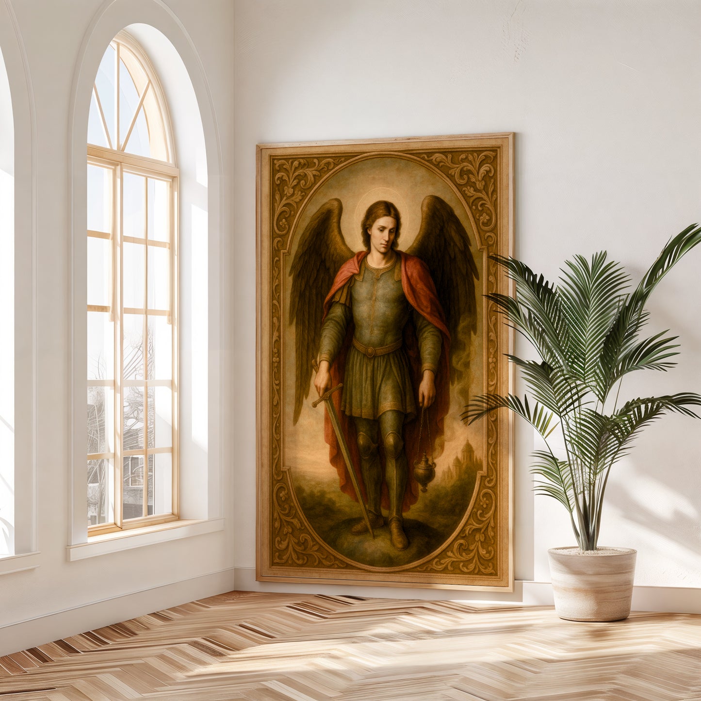 Satin Poster, Archangel Saint Michael Heavenly Decor, Renaissance Style Art, Guardian Angel Gift, Spiritual Wall Art, Religious Home Decor